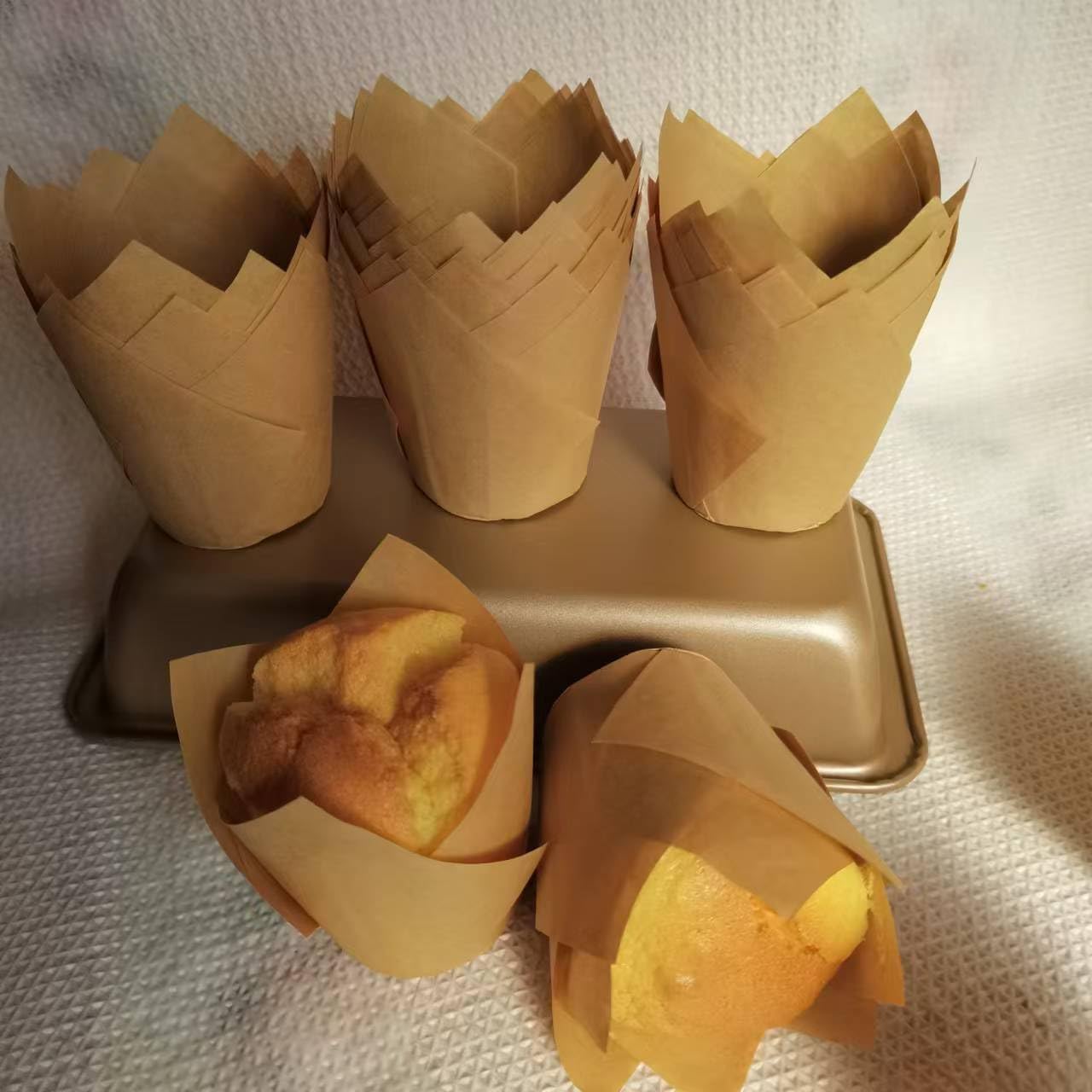 Natural Tulip Cupcake Liners by [Brand Name] - 200 Pcs Unbleached Greaseproof Muffin Liners for Baking | Perfect for Parties & Holidays
