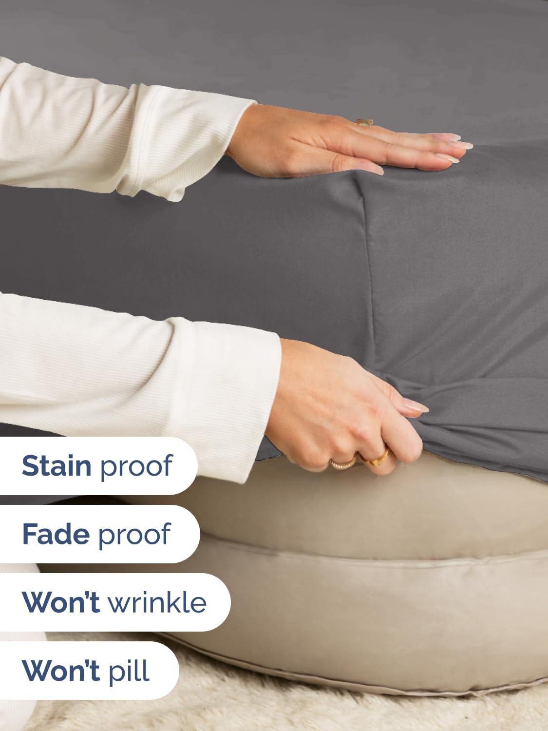 Regine Switzerland Extra Deep Queen Fitted Sheet - Ultra Soft, Wrinkle-Free - Fits 18-24 Inch Mattresses - Dark Grey