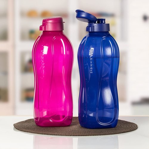 Tupperware 2 x Aquasafe 2 Litre Plastic Bottles with Flip Top