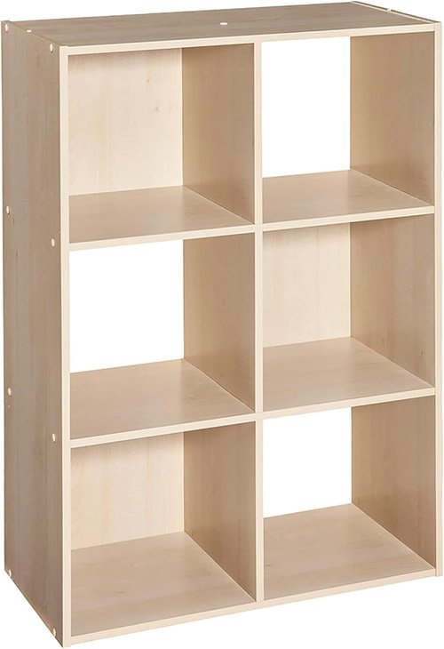 ClosetMaid Cubeicals 6-Cube Storage Shelf | Stackable Organizer in Birch Finish - Easy Assembly
