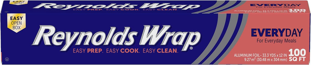 Reynolds Wrap Aluminum Foil Roll - Everyday Strength, Freezer & Grill Safe, 12 Inches Wide | 100 Sq. Ft.