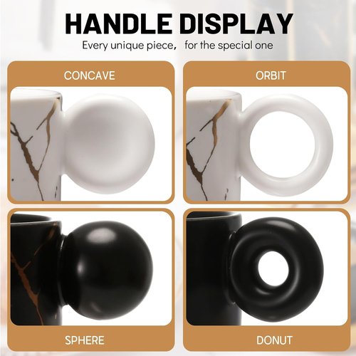 LURRIER Porcelain Espresso Cups Set - Stackable 3 Oz Ceramic Mugs with Saucer & Metal Stand | Black (Set of 4)