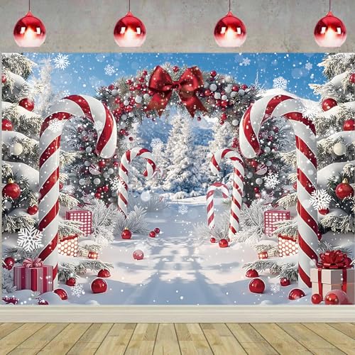 7x5ft Merry Christmas Candy Cane Backdrop for Photography, APDECCLK