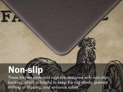 ASPMIZ Farmhouse Kitchen Mat 3 Piece, Cushioned Anti-Fatigue Kitchen Rugs Non Slip Memory Foam Kitchen Mats and Rugs Waterproof Kitchen Floor Comfort Mats Rooster 18" x 30" + 18'' x 48'' + 18'' x 60''