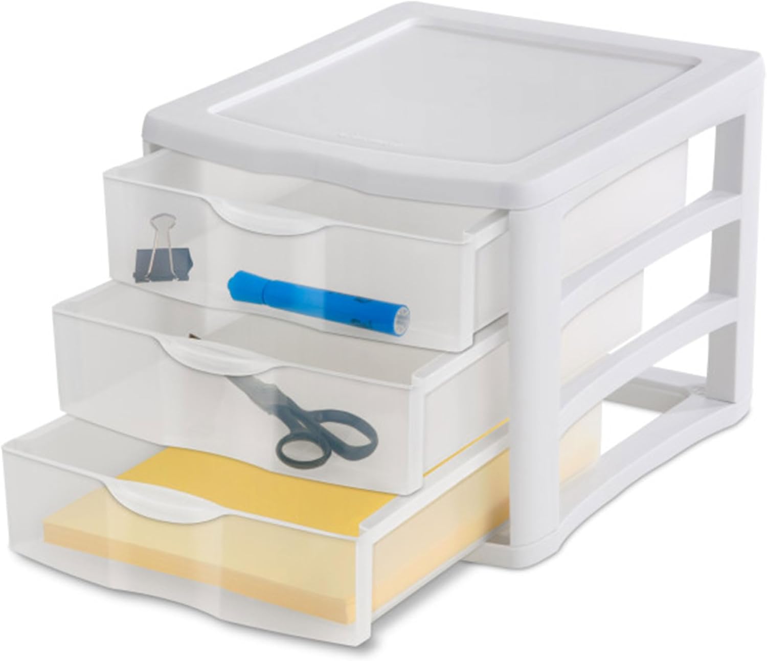 Sterilite ClearView 3-Drawer Stacking Storage Organizer System - Compact Design | 8 Pack