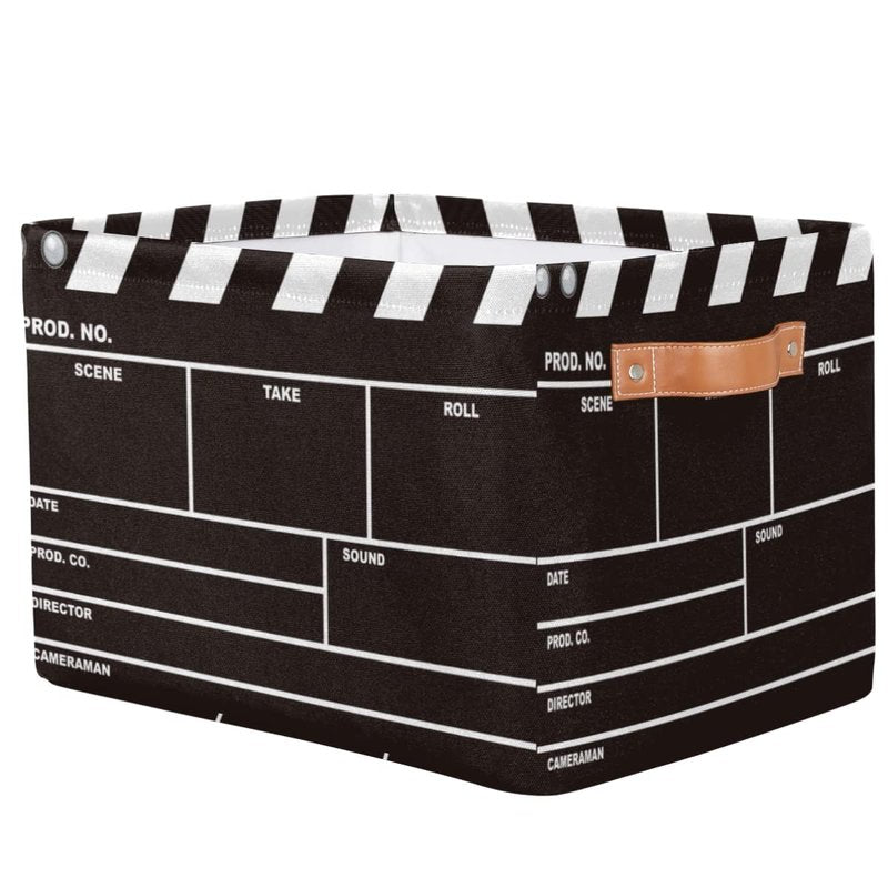 OSAM SPACE Movie Clapper Board Large Storage Bin Collapsible Storage Basket with Handles, Laundry Basket Hamper Organizer Foldable Storage Box for Toys Bedroom Kids Room