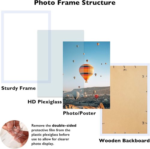 JCJMY Picture Frame - 22.375x34 Inch White Frame for Horizontal & Vertical Wall Hanging Photos