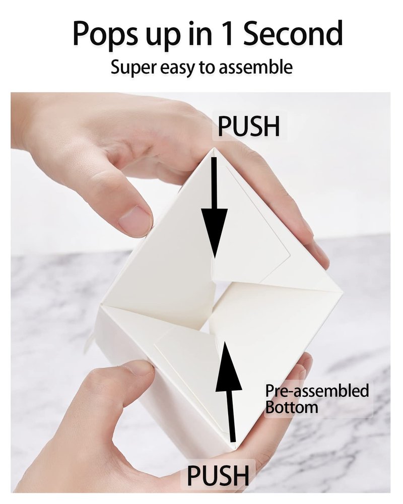 Happyhiram Cupcake Boxes 200 Pcs Bulk white Individual Cupcake Box, Single Cupcake Containers Paper Holders with Inserts and Window for Muffins Cocoa Bombs Packaging Togo Boxes