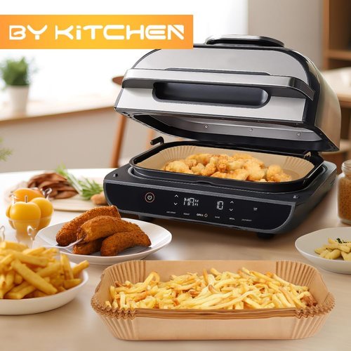 BYKITCHEN Air Fryer Liners - Set of 100 Rectangle Parchment Paper for Ninja Foodi Smart XL Grill