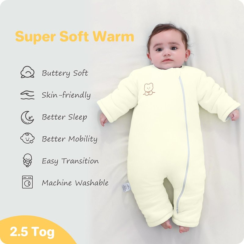 Premium Cotton Baby Sleep Sacks with Legs Winter 6-12 Months 2.5 Tog, Ultra Soft Wearable Blanket Sleeping Bag Sack Easy Diaper Changing, Transition Blanket Unisex Newborn Infant Babies Girls Boys