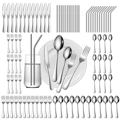 Gutuwellea 84 Pieces Silverware Service for 12 Flatware Set Stainless Steel Utensils Cutlery Set Dishwasher Safe