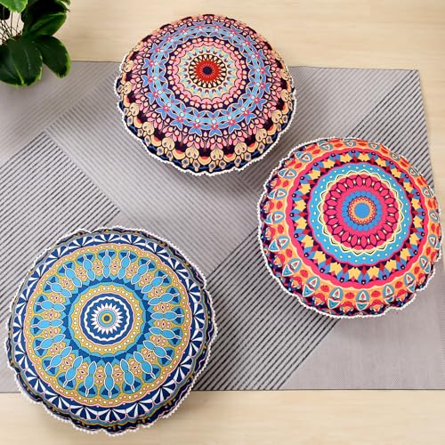 32-Inch Round Memory Foam Floor Pillow, Bohemian Meditation Seating Cushion