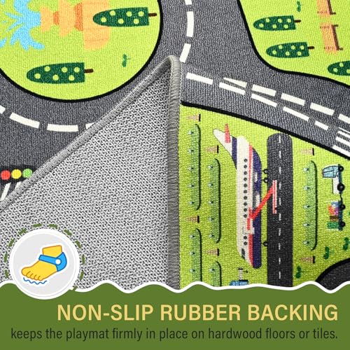 City Road Kids Play Rug 3x5 - Educational Non-Slip Toy Car Play Mat