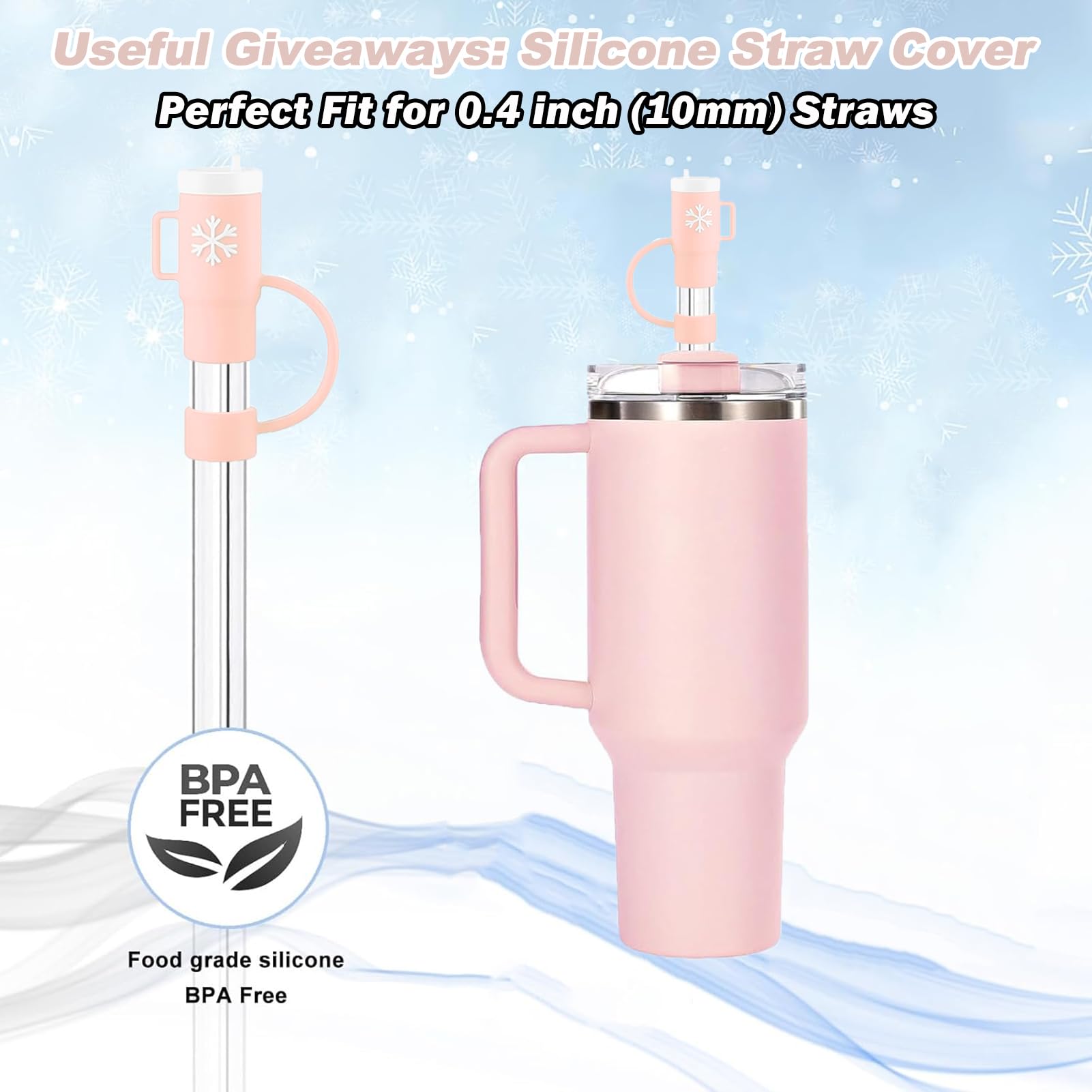 Zonyee Snack Bowl with Cover for Stanley 40oz Tumbler with Handle, Silicone Snack Tray Snack Ring for Stanley Cup Accessories, Suitable for Car Cup Holder or Outdoor, Rose Quartz