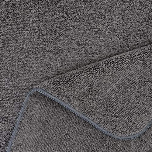 POLYTE Dark Gray Microfiber Hair Salon Towel 20x40in, Quick Dry, 2 Pack