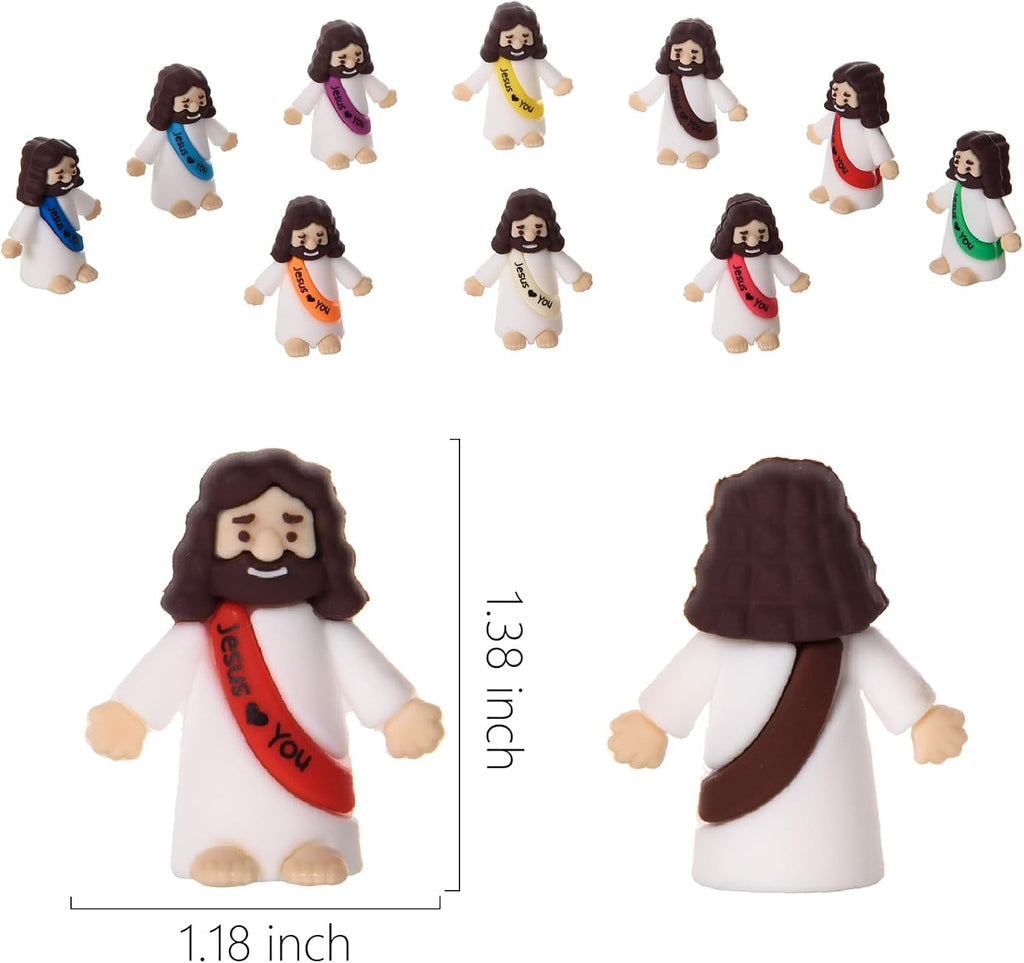 Skiennix Mini Jesus Figurines - 50 Pcs Tiny Religious Christ Savior Figures for Easter Gifts | Multicolor