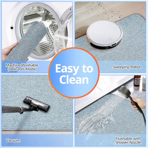 2-Pack Ultra-Thin Non-Slip Bathroom Rugs, 17x27 Inch Absorbent Bath Mats