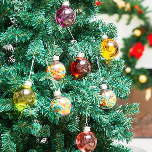 Baquler 24 Pcs 6oz Fillable Christmas Wine Ball Ornaments - Silver (Silver Lid, 24)