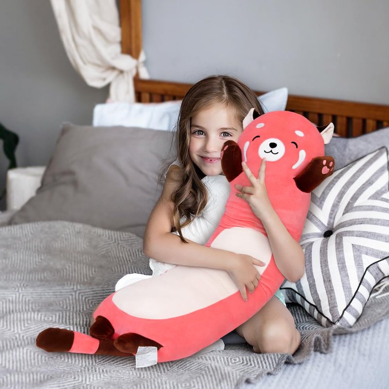 Yeqivo Cute Long Raccoon Plush Toy, Soft Hugging Plush Pillow, Kids Raccoon Plush for Girlfriend (Pink, 90cm/35.4inch)