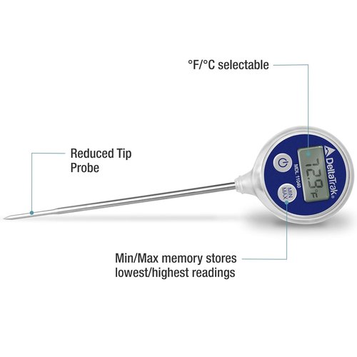 DeltaTrak 11040 Professional Digital Meat Thermometer - Waterproof for Kitchen & BBQ Cooking | Blue