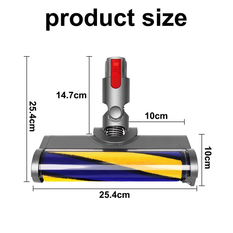 LHCOEEO Soft Roller Brush Head for Dyson V7 V8 V10 V11 V15 Cyclone Cordless Vacuum Cleaner - Quick-Release Attachment with Green LED Cleaning Light for Hardwood, Marble, Tile & Pet Hair Removal