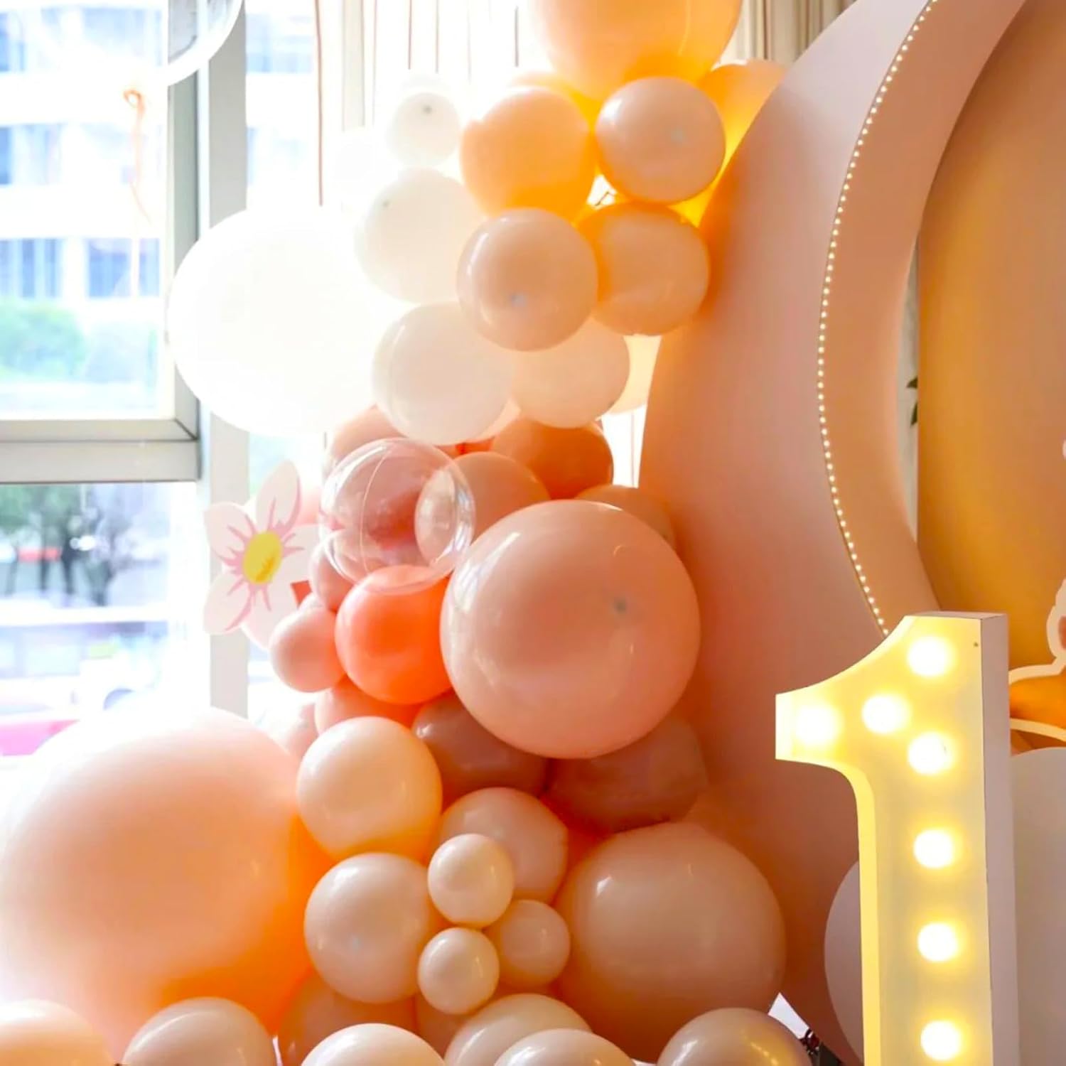 Voircoloria Peach Balloon Garland Kit - 90-Pack in 5/10/12/18 Inch Sizes for Weddings, Birthdays & Baby Showers