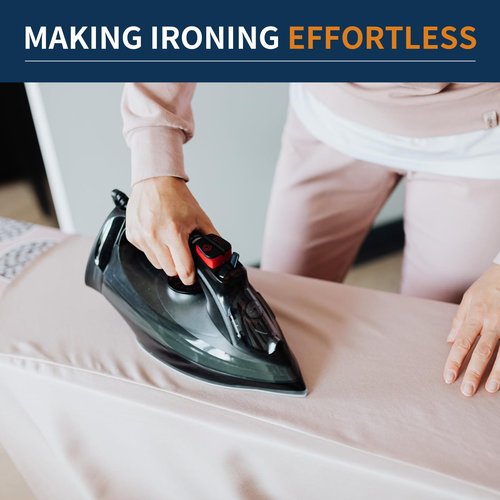 Deegureet Ironing Board, Compact and Space Saver Patented Ironing Board with Iron Rest, Heat Resistant Cover with Ultra Thick Padding, Easy Storage with Stable Structure, Heavy Duty Steel Legs