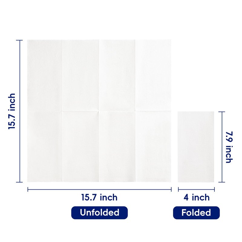 JOLLY CHEF 400 Pack Disposable Paper Napkins, Soft Bathroom Napkins Guest Disposable, 2-Ply White Paper Hand Towels for Halloween, Wedding, Thanksgiving