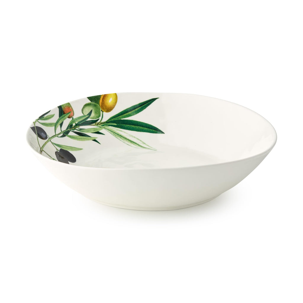 Olivia 128-Ounce Stoneware Large Serving Bowl - 13-Inch Mediterranean Olive Branch Design with Elegant Colors, Perfect for Pasta, Soup, Salads, and Family-Style Dishes