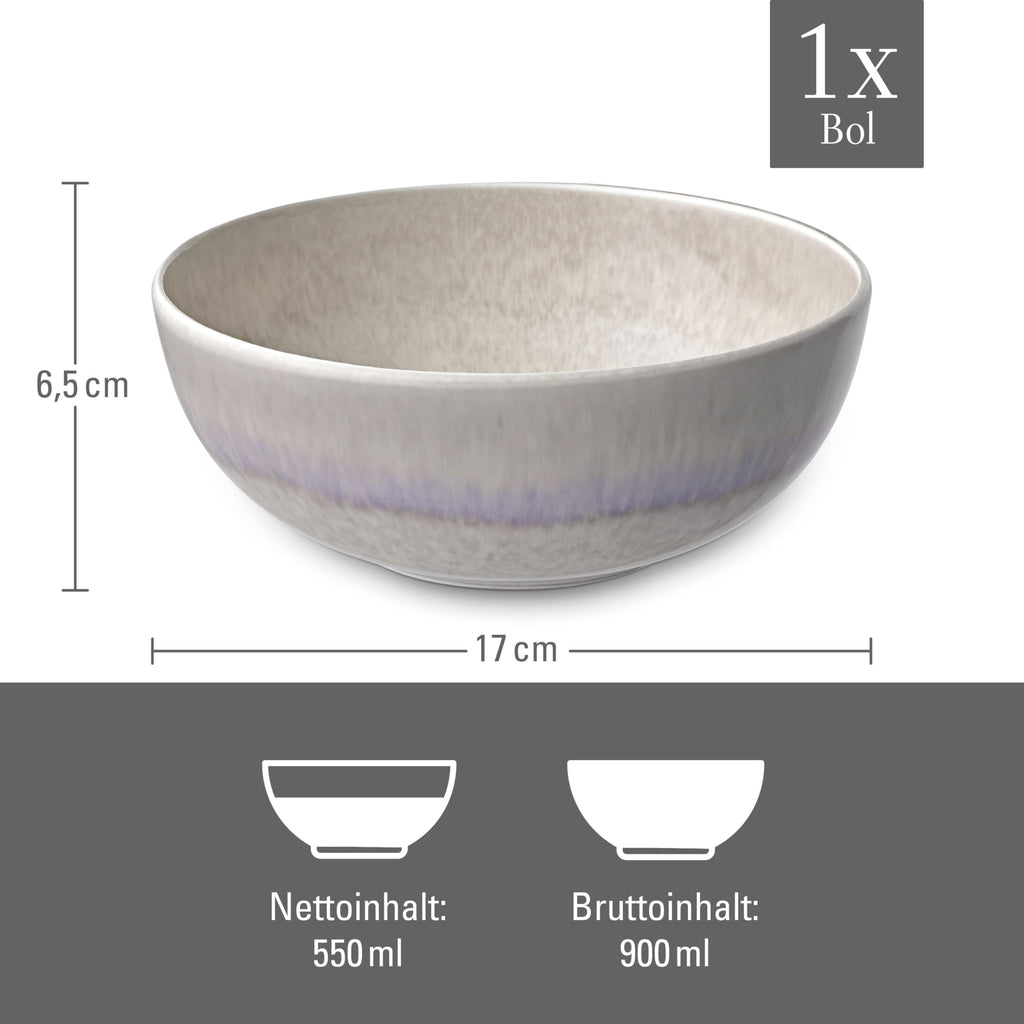 like. by Villeroy & Boch Perlemor Sand Individual Rice Bowl, Premium Porcelain, Made in Germany, Dishwasher and Microwave Safe, 6.5x2.5 in