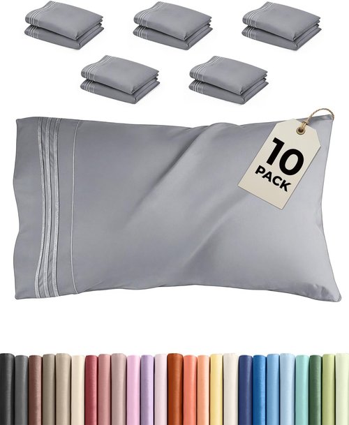 King Pillow Cases by [Brand Name] - Ultra Soft Hotel Quality Covers | Wrinkle-Free & Stain Resistant - 10 Pcs Set in Steel Blue