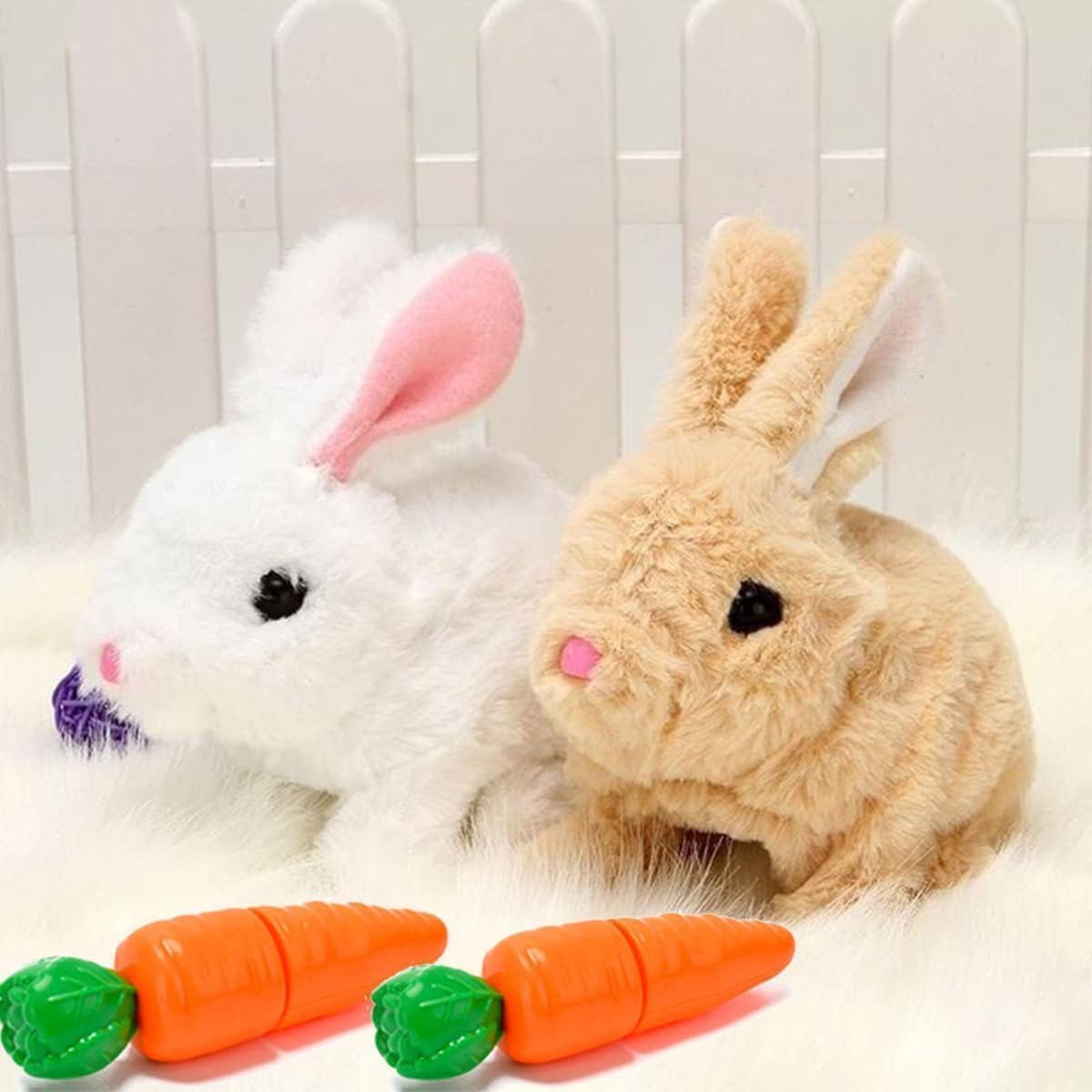 Skiennix Realistic Bunny Toy - Interactive Plush Rabbit with Sounds & Movements | Easter Gift for Kids (Brown & White)
