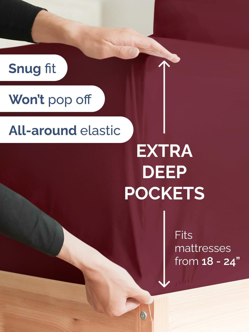 Skiennix Extra Deep Twin XL Sheet Set | 4-Piece Breathable Cooling Bedding - Soft & Wrinkle-Free - Burgundy