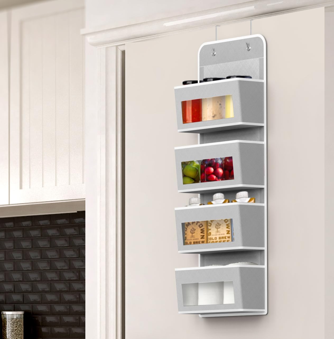 Simple Houseware 4 Pocket Over-The-Door Hanging Organizer - Gray Storage Solution for Bedroom & Bathroom