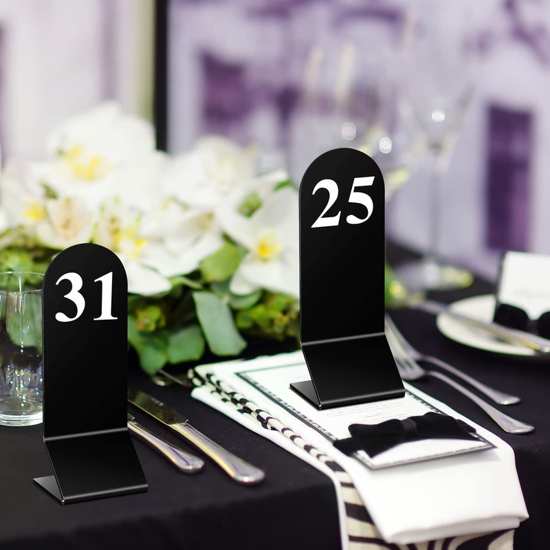 Remerry 50 Pcs Table Numbers 1-50 Acrylic Double Sided Number Cards for Restaurant Acrylic Tent Table Holders Tent Cards Wedding 2.36 x 6.3 Inch (White)