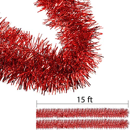 Multicolor Metallic Twist Tinsel Garland Set - 6 Rolls, 90 ft Total