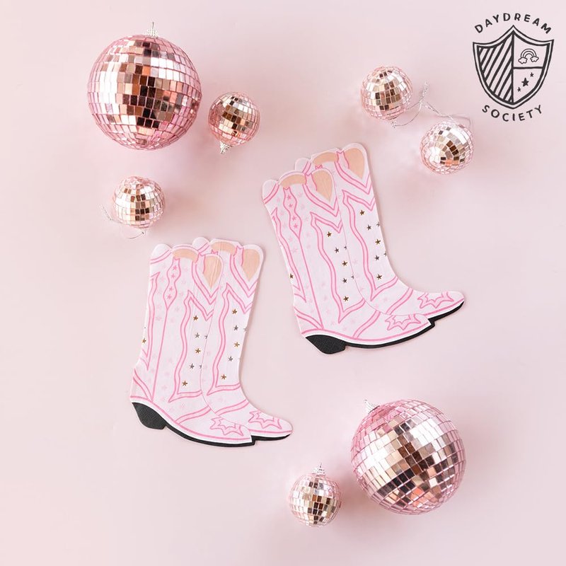 Daydream Society Pony Tale ""Boot"" Napkins - Boot Shape Napkins - Cowgirl Napkins - Pack of 16 - Disposable Napkins - Cowgirl Theme Napkins - Cowgirl Theme Birthday - Birthday Parties, Large