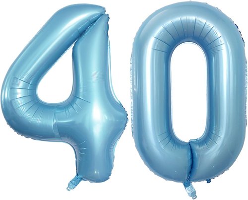 GOER Jumbo 40 Inch Light Blue Foil Balloons - Perfect for 40th Birthday Party Decorations