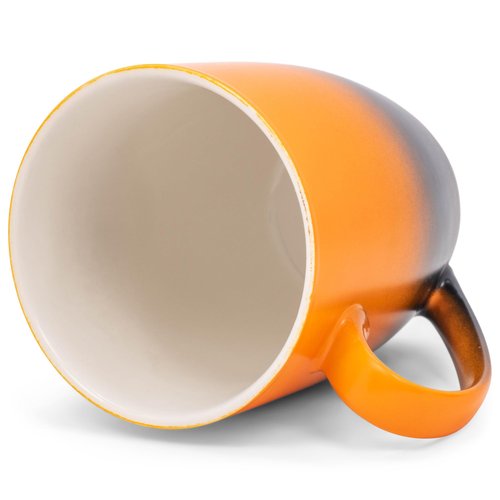 Elanze Designs Orange Black Two Toned Ombre Matte 12 ounce Ceramic Stoneware Coffee Cup Mugs Set of 4