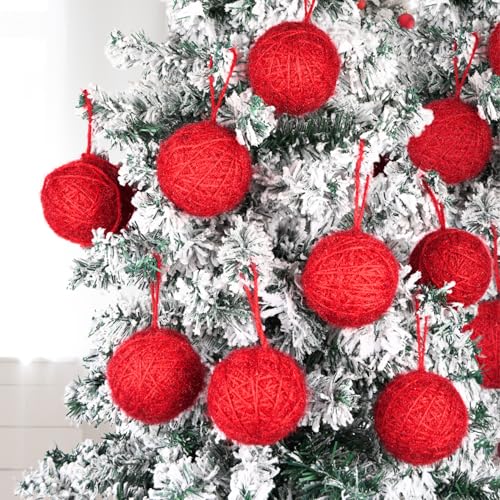 CCAMSSELY Burgundy Christmas Crochet Ornaments 3.15 Inch - Shatterproof Holiday Decorations Bulk Pack of 9