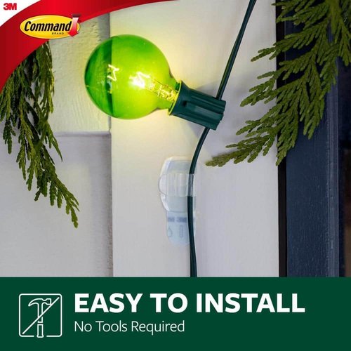 Command Outdoor Light Clips - Clear Foam Strips for Easy Installation | 30 Pack