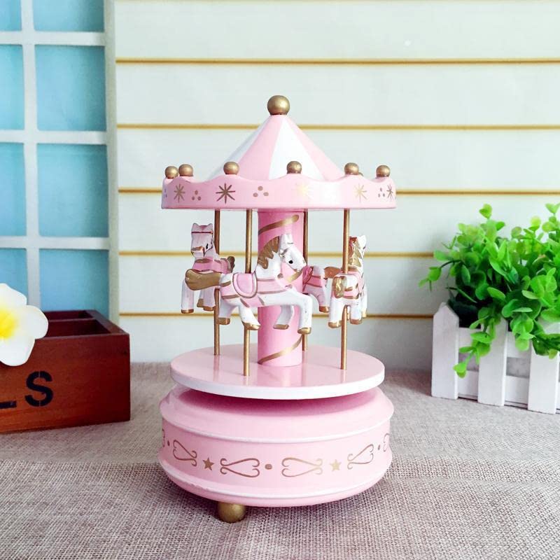 Carousel Music Box Pink Decorative Keepsake Gift for Birthdays and Weddings