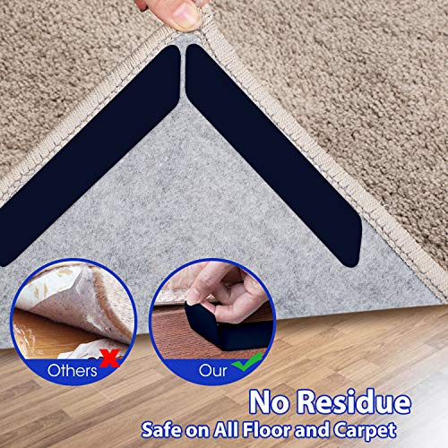 16 Pcs Non-Slip Rug Tape, Washable Dual-Sided Carpet Anchors for Hard Floors