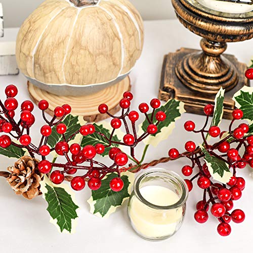 7FT Red Berry & Pine Cone Christmas Garland for Indoor Outdoor Holiday Decor