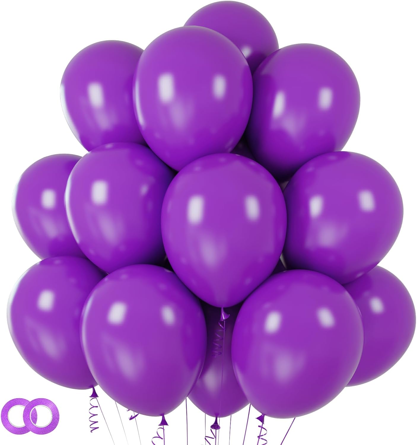Purple Balloons 100 Pack - 12 Inch Thick Matte Latex Balloons for Halloween & Birthday Parties