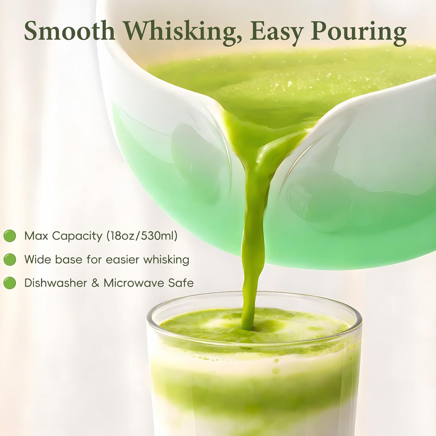 Skiennix Matcha Whisk Set - Complete 6PCS Ceramic Kit with Bowl, Bamboo Whisk, Scoop & Sifter (Green)