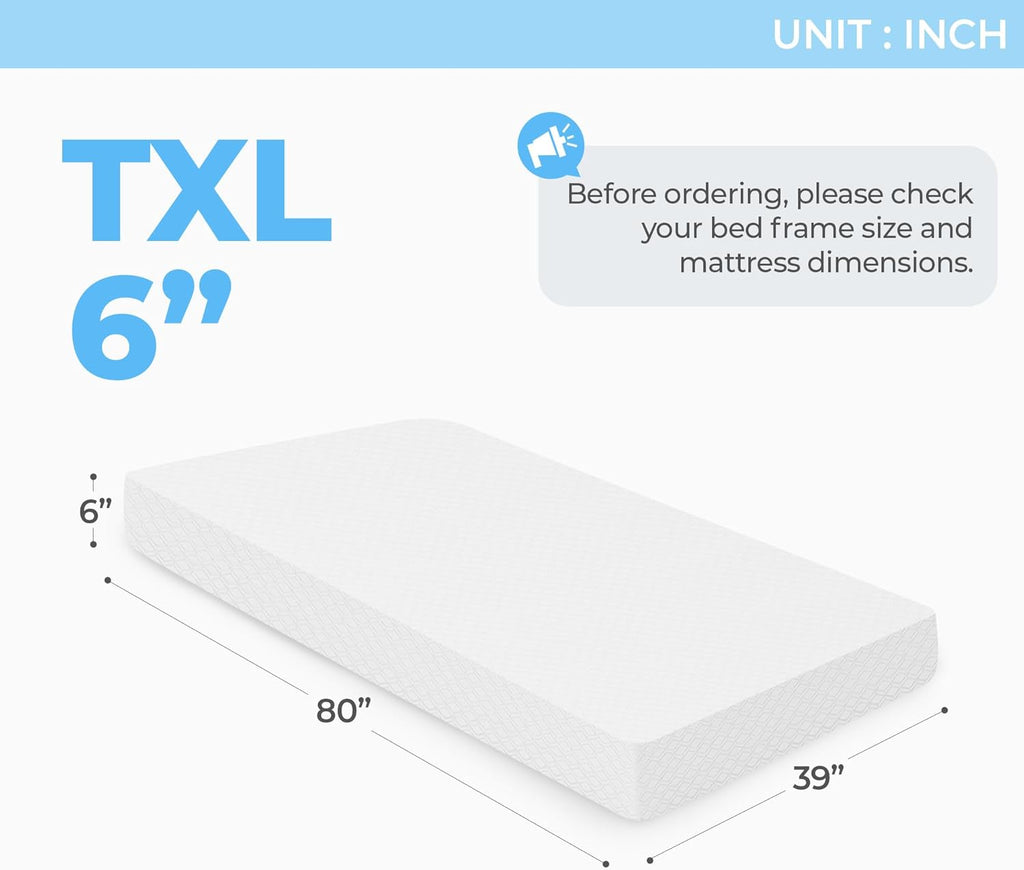 Neo Sleep Twin XL Cooling Memory Mattress - Pressure Relief & Medium Firm Comfort | CertiPUR-US Certified, 6 Inch