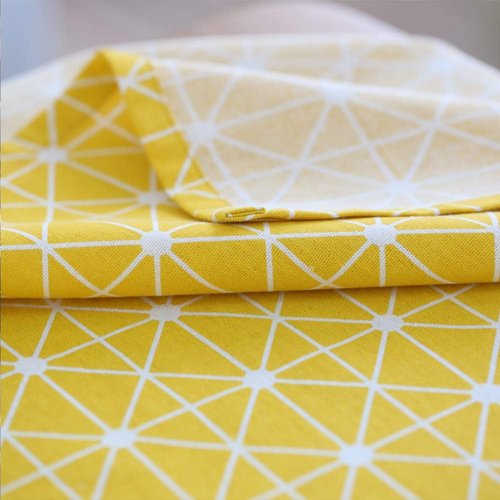 meioro Yellow Boho Table Cloth Rectangle Cotton Linen Nordic Twill Tablecloths Wrinkle Free Fabric Checkerboard Stripe Table Cloths Rustic Cover for Kitchen Dining Party Outdoor Picnic(55 x 86 Inch)
