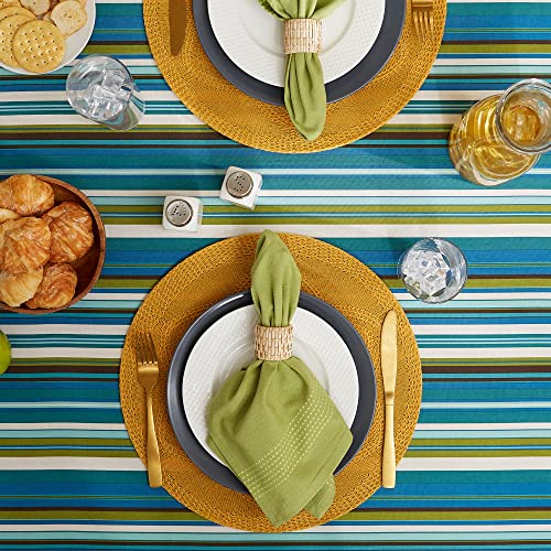 DII Summer Stripe Outdoor Zippered Tabletop Collection, Multi-use, Machine Washable, Tablecloth, 60x120, Beachy