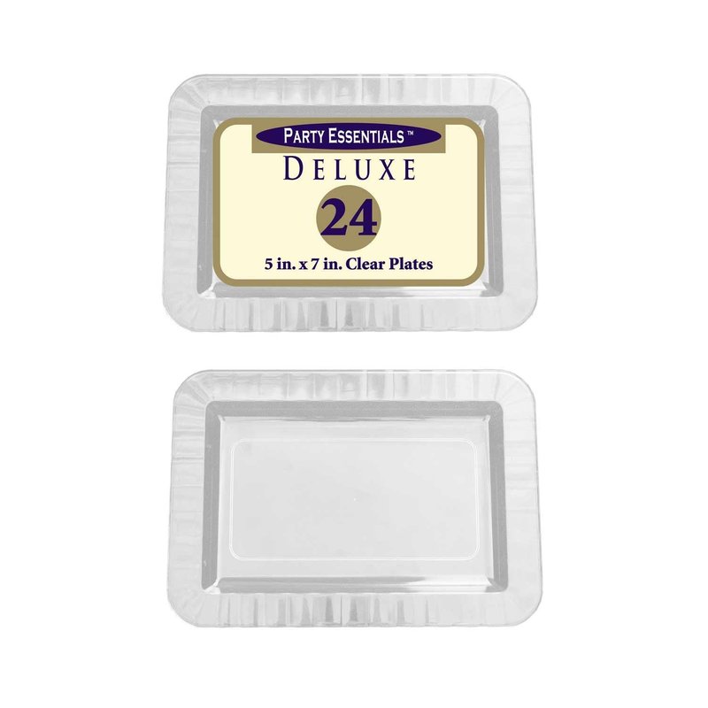 Party Essentials N57 Deluxe Hard Plastic Appetizer Plate, 7" Length x 5" Width, Clear (Case of 288)